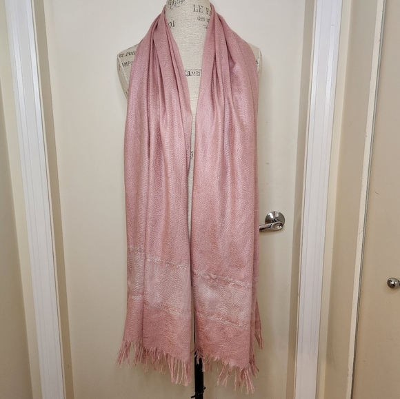 Vintage Pink Pashmina Silk Scarf - Picture 2 of 9